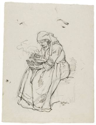 Study of Seated Old Woman Eating