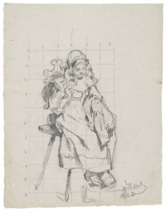 Study of Young Girl Sewing