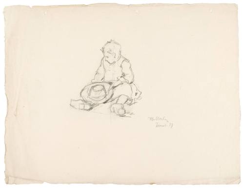 Study of Seated  Child with Hand, Faouët, France