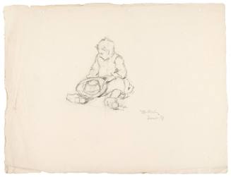 Study of Seated  Child with Hand, Faouët, France
