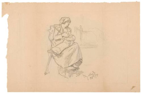 Study of Seated Woman Feeding Baby