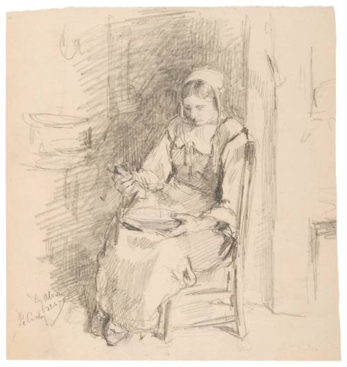 Study of Seated Woman in Rustic Interior