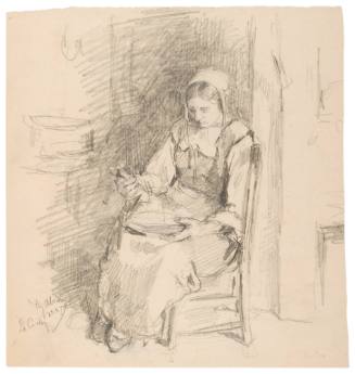 Study of Seated Woman in Rustic Interior