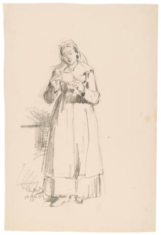Study of Standing Woman Holding Book