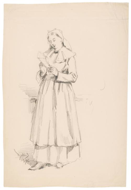 Study of Standing Woman Holding Book
