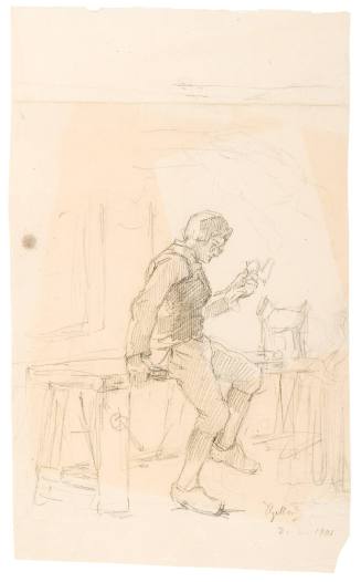 Study of Man Seated on Workbench