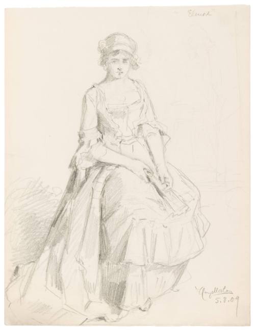 Study of Seated Woman Holding Fan