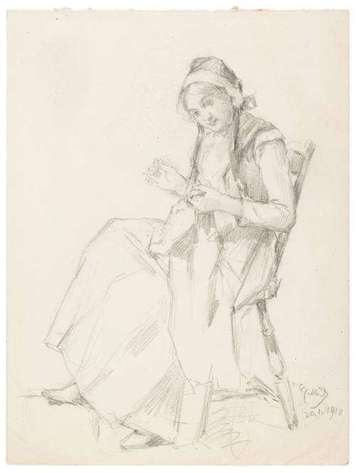 Study of Woman Sewing