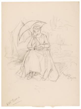 Woman Reading Under Umbrella, Eva Perrin