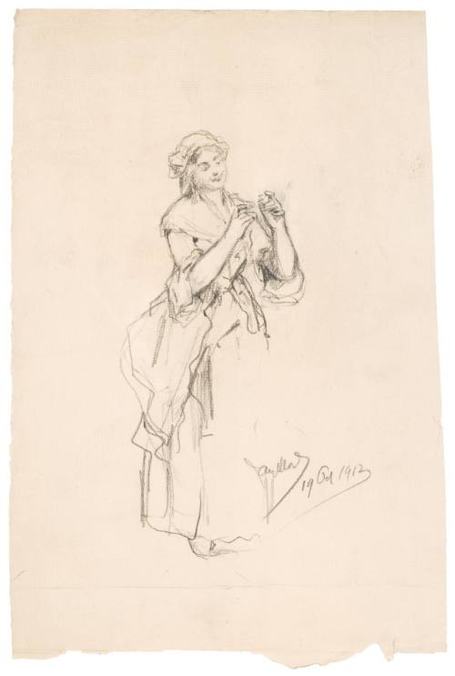 Study Of Standing Woman In Period Dress