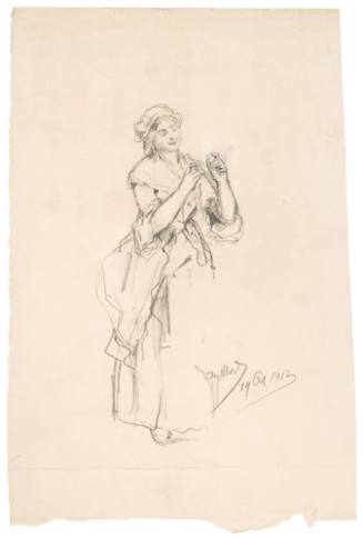 Study Of Standing Woman In Period Dress