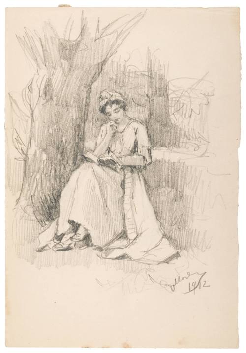 Woman Reading Under Tree