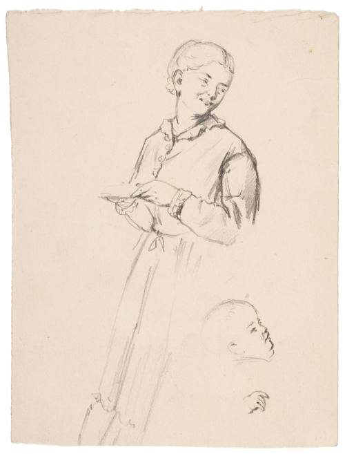Sketch of Woman Holding Plate