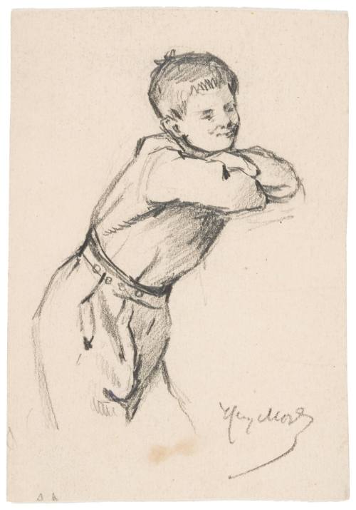 Study of Boy Leaning Forward