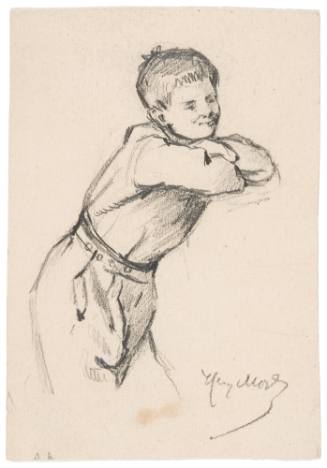 Study of Boy Leaning Forward