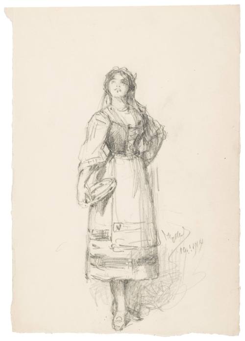 Study of Standing Woman with Tambourine
