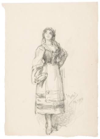 Study of Standing Woman with Tambourine