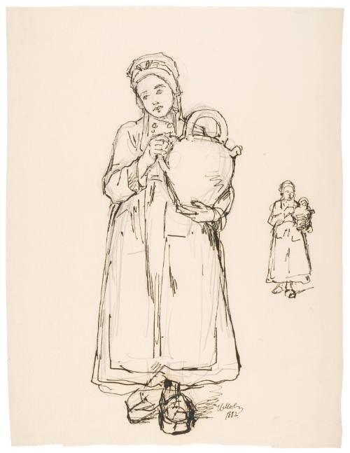 Study of Young Girl Holding Water Jug