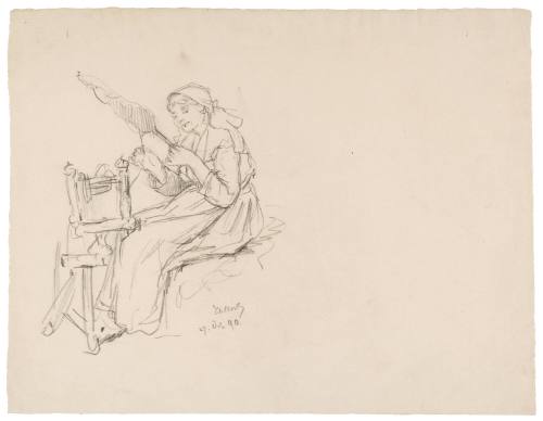 Study of a Woman Seated at Spinning Wheel