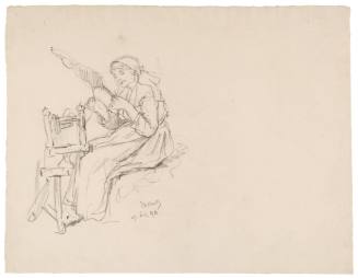 Study of a Woman Seated at Spinning Wheel
