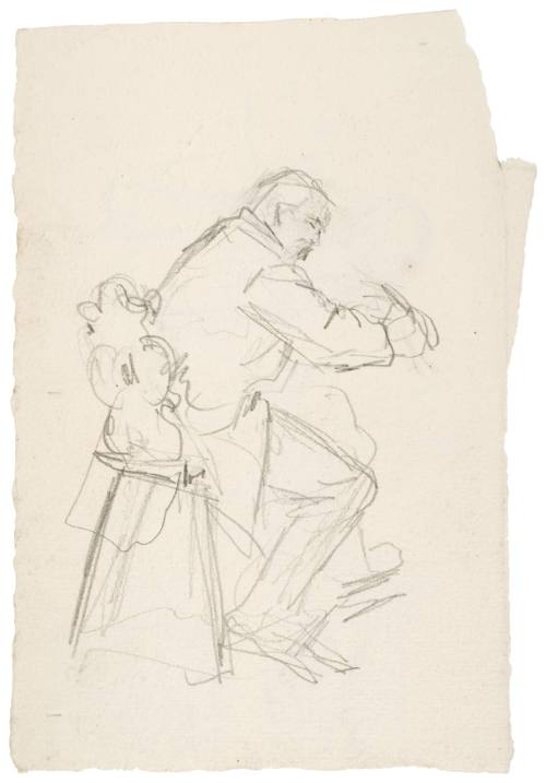 recto: Study for Discussion of the Marriage Contract (1882); verso: Miscellancous composition and figure studies
