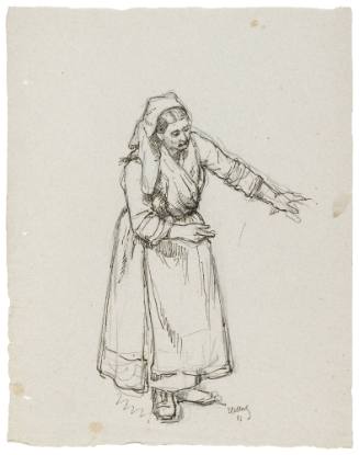 recto and verso: Study for Discussion of the Marriage Contract  (1882)