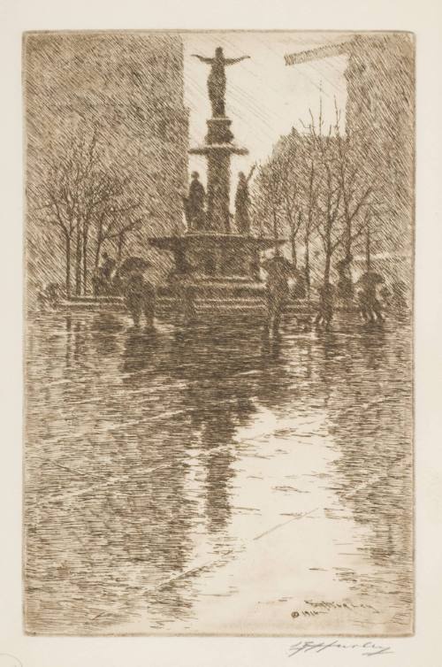 Tyler-Davidson Fountain in the Rain