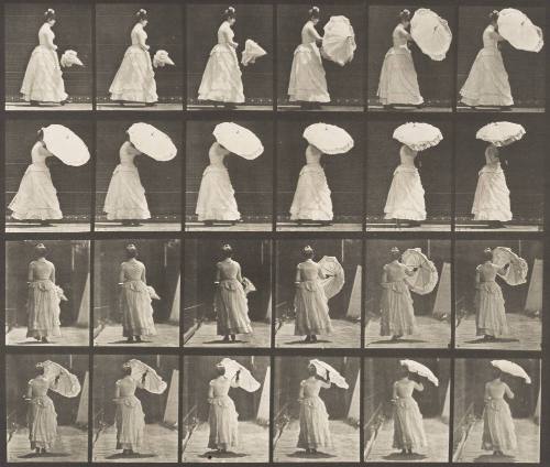 Walking and Opening Parasol