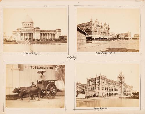 4 Calcutta Landscape Subjects: General Post Office; New Market House; Photographic Rooms; High Court