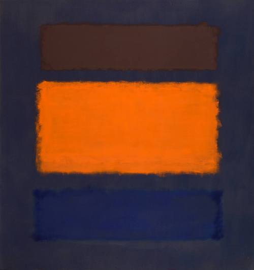 Brown, Orange, Blue on Maroon