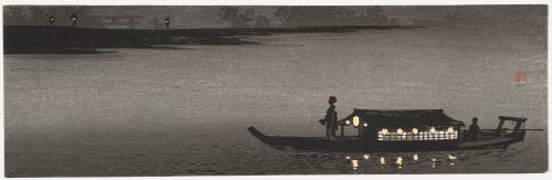 Boat on Sumida River at Night