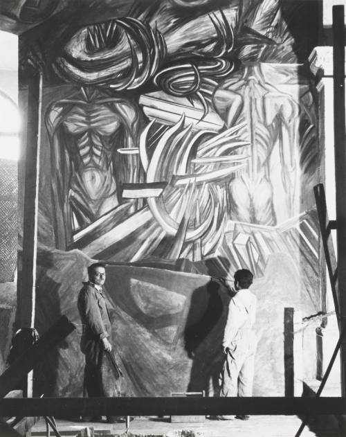 Jose Clemente Orozco Working on His Mural "Four Horsemen of the Apocalypse