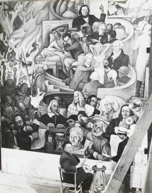 Diego Rivera and His Mural at the Cardiac Hospital, Mexico City "