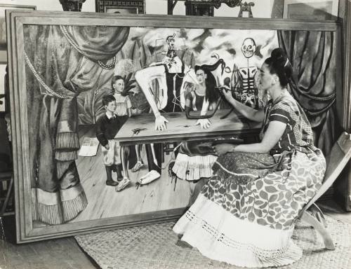 Frida Kahlo and One of Her Paintings about Death