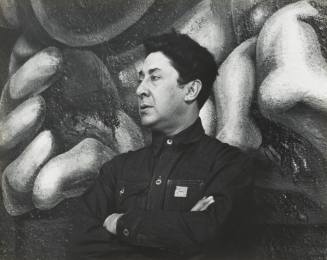 David Siqueiros in Front of His Mural at the National Theatre