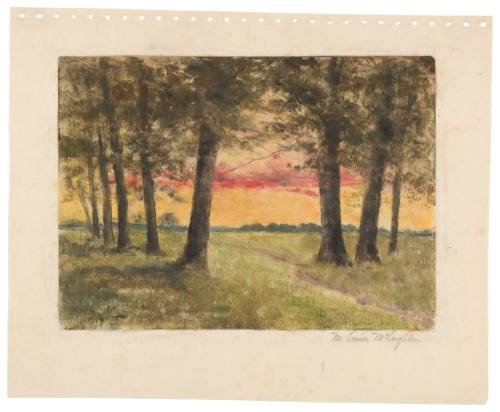 Landscape with Sunset and Stream