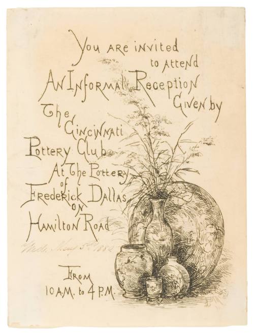 Invitation to Cincinnati Pottery Club Reception