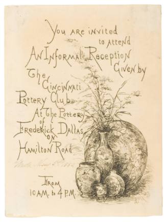 Invitation to Cincinnati Pottery Club Reception