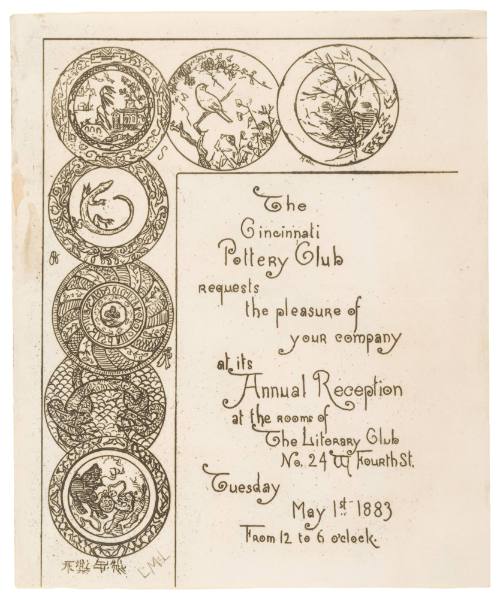 Invitation to Cincinnati Pottery Club Reception