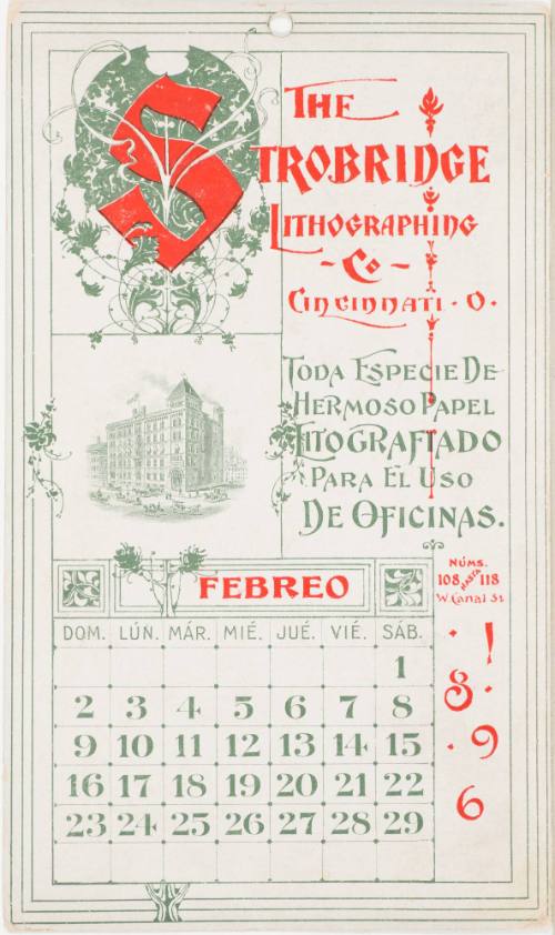 Calendar Card / Febreo 1896