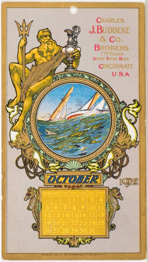 Calendar Card / October 1902 Charles J. Buddeke & Col Brokers