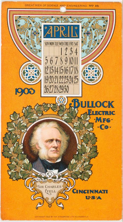 Calendar Card / April 1903 Bullock Electric Mfg Co