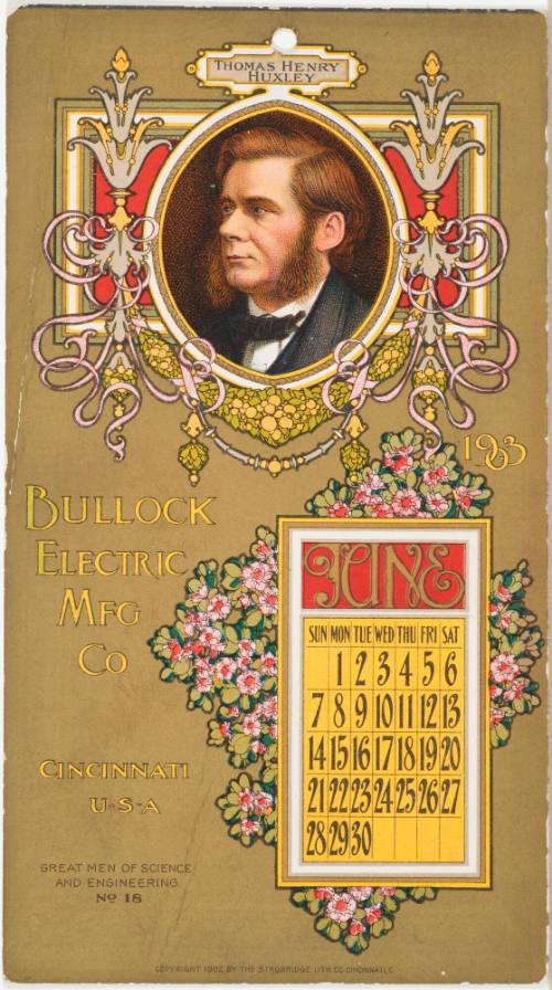 Calendar Card / June 1903 Bullock Electric Mfg Co