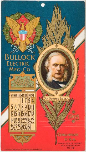Calendar Card / July 1903 Bullock Electric Mfg Co