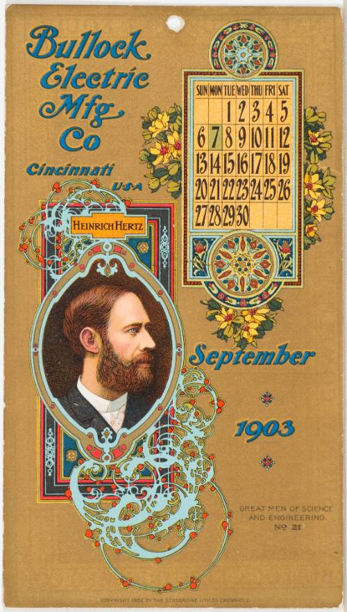 Calendar Card / September 1903 Bullock Electric Mfg Co
