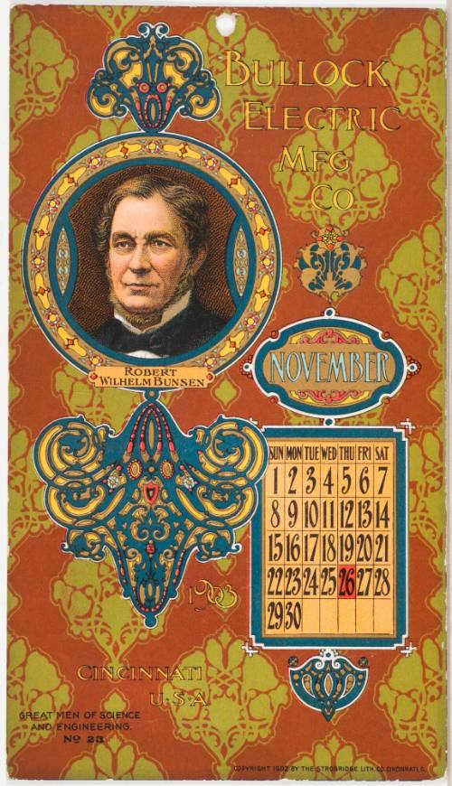 Calendar Card / November 1903 Bullok Electric Mfg Co