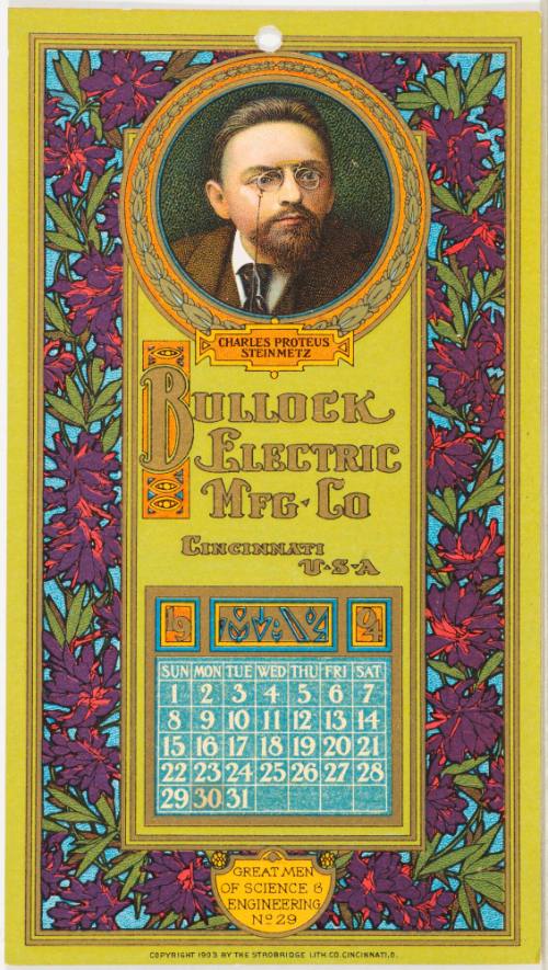 Calendar Card / May 1904 Bullock Electric Mfg Co