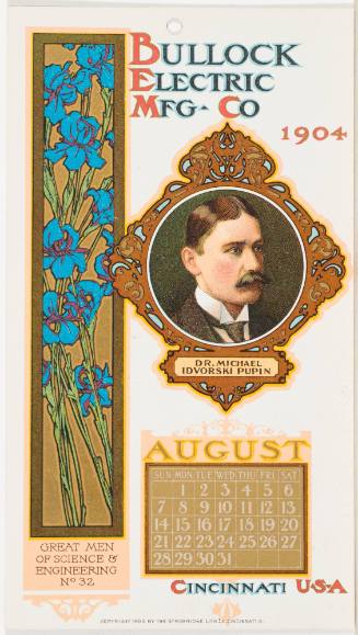 Calendar Card / August 1904 Bullock Electric Mfg Co