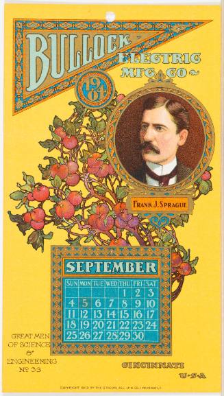 Calendar Card / September 1904 Bullock Electric Mfg Co
