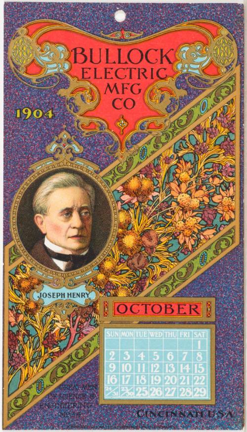 Calendar Card / October 1904 Bullock Electric Mfg Co